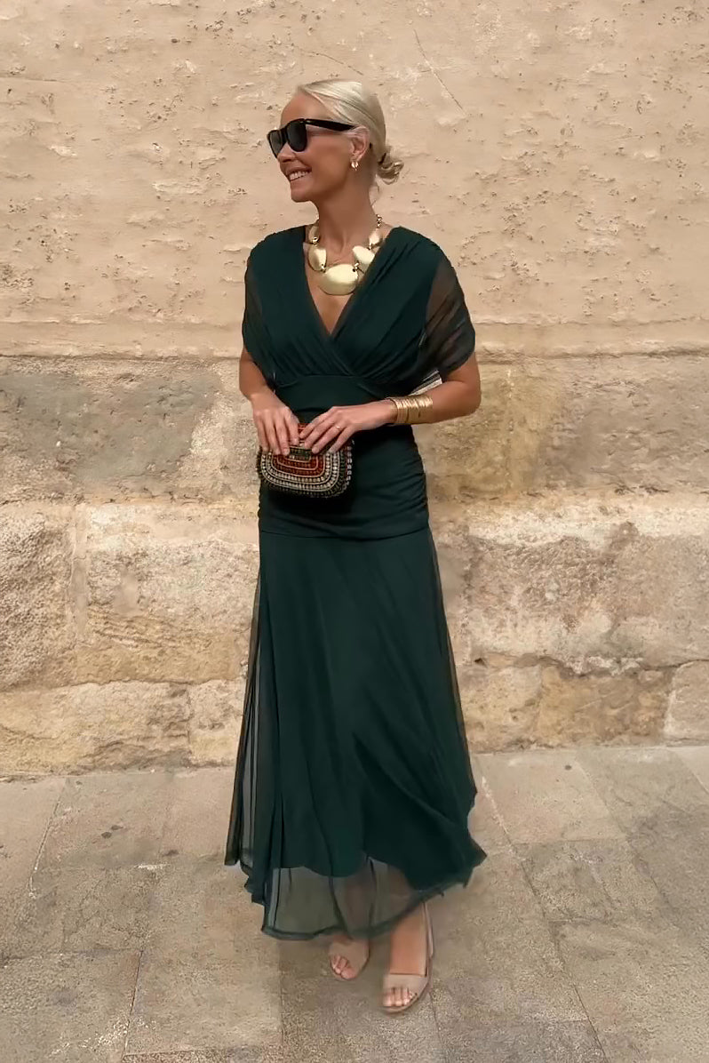 Louise | Elegancka sukienka maxi na przyjęcie z dekoltem w serek