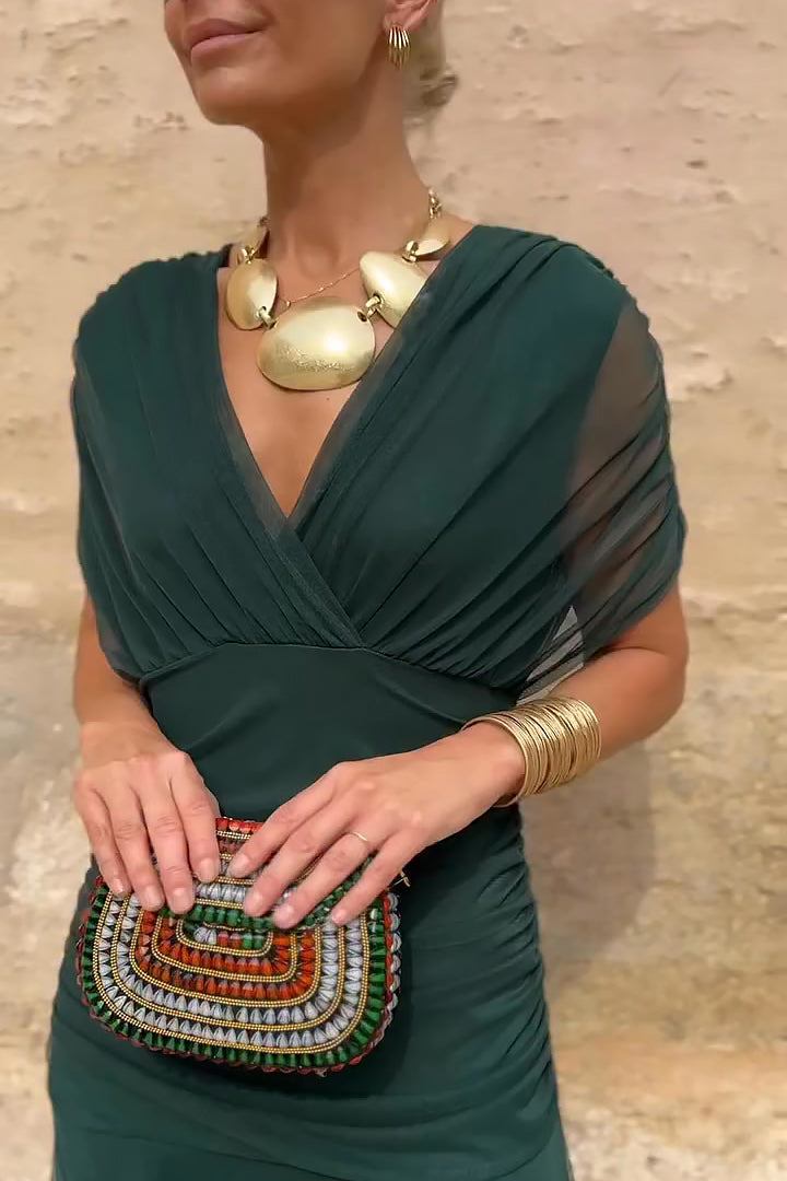 Louise | Elegancka sukienka maxi na przyjęcie z dekoltem w serek