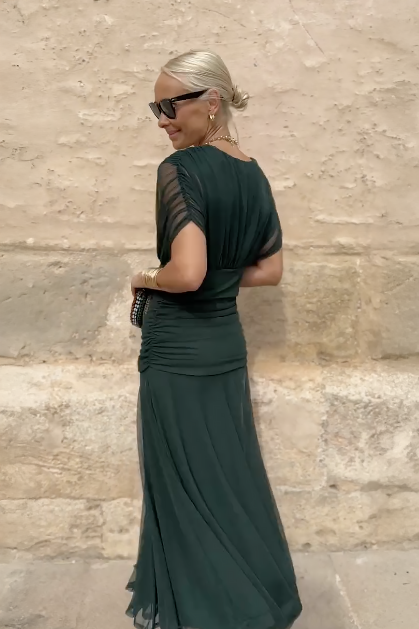 Louise | Elegancka sukienka maxi na przyjęcie z dekoltem w serek