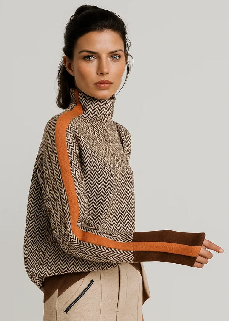 Elin | Sweter z Wysokim Kołnierzem