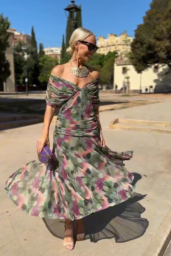 Louise | Elegancka sukienka maxi na przyjęcie z dekoltem w serek