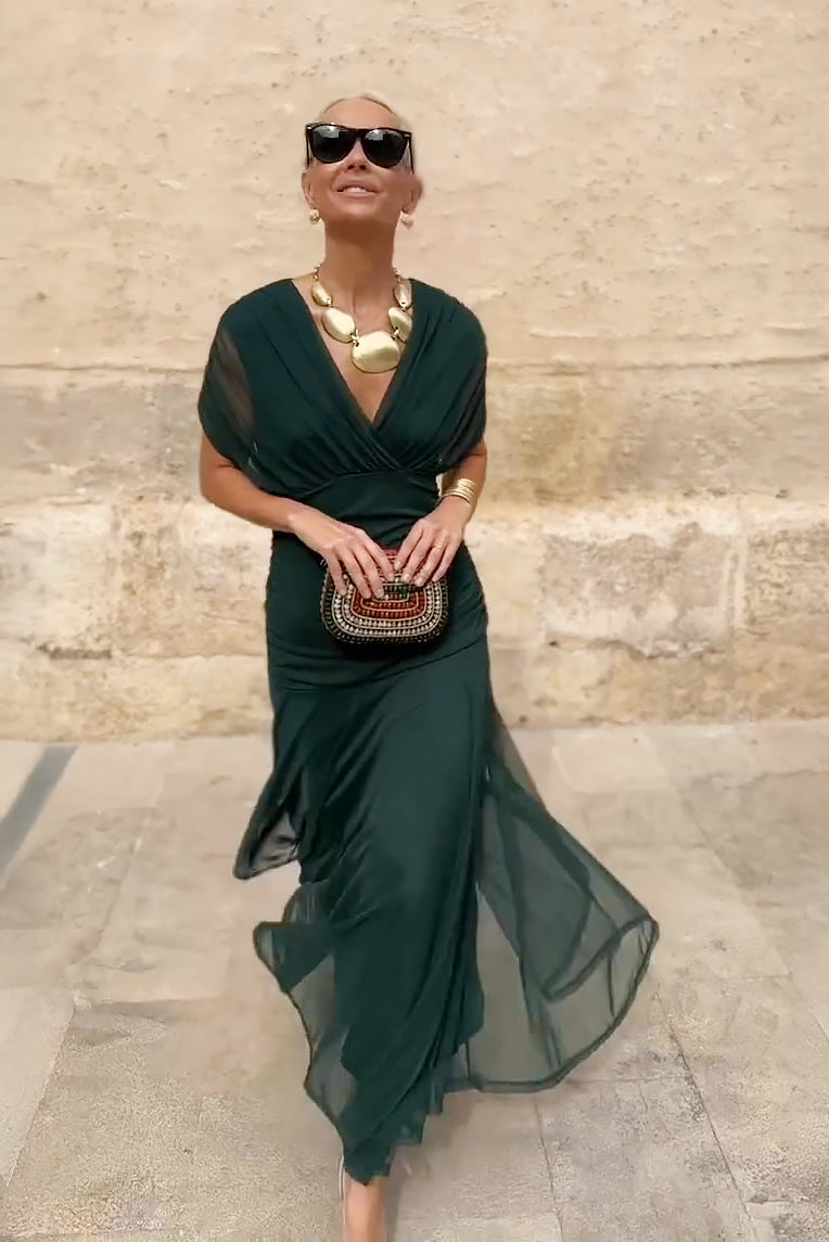 Louise | Elegancka sukienka maxi na przyjęcie z dekoltem w serek
