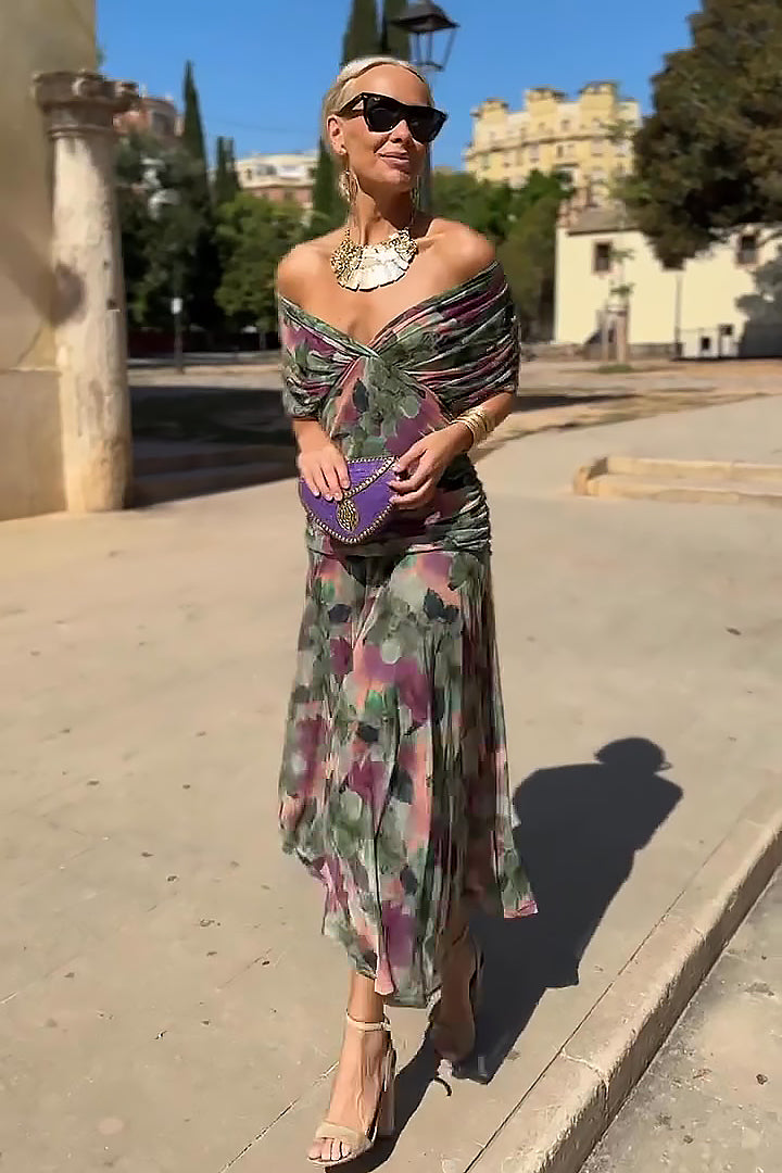 Louise | Elegancka sukienka maxi na przyjęcie z dekoltem w serek